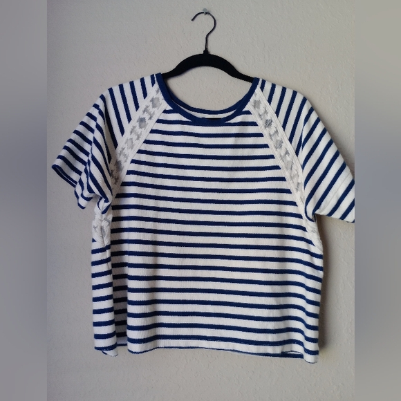 Old Navy Tops - Old Navy Women's Blue and White Striped Top Size M